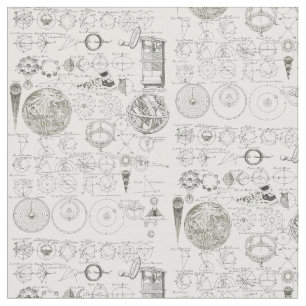 Print van Antiek 1728 Astronomie Patroon Stof