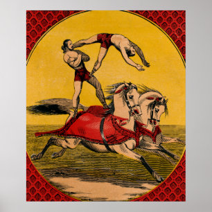  print van barebackrijders die stunts uitvoeren