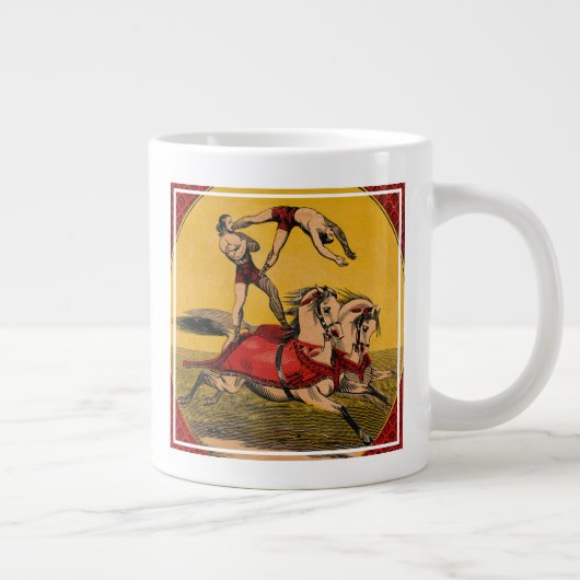  print van barebackrijders die stunts uitvoeren grote koffiekop (Rechts)