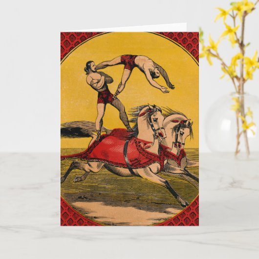  print van barebackrijders die stunts uitvoeren kaart (Gele Bloem)