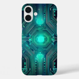 Print van een printplaat in tech-stijl iPhone 16 plus hoesje