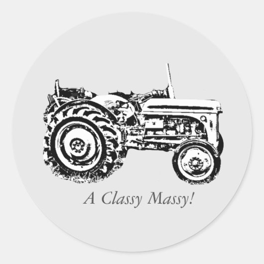 print van Grey massey fergison trekker Ronde Sticker (Voorkant)