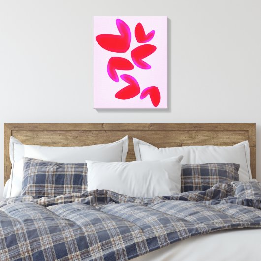 Print, Waarde Poster Papier (Halfglans) met Harten Canvas Afdruk (Insitu (Slaapkamer))