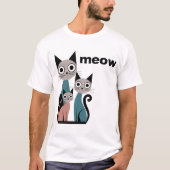 Print with cats, meow t-shirt (Voorkant)