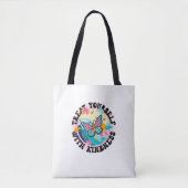 print with the phrase treat yourself with kindness tote bag (Voorkant)