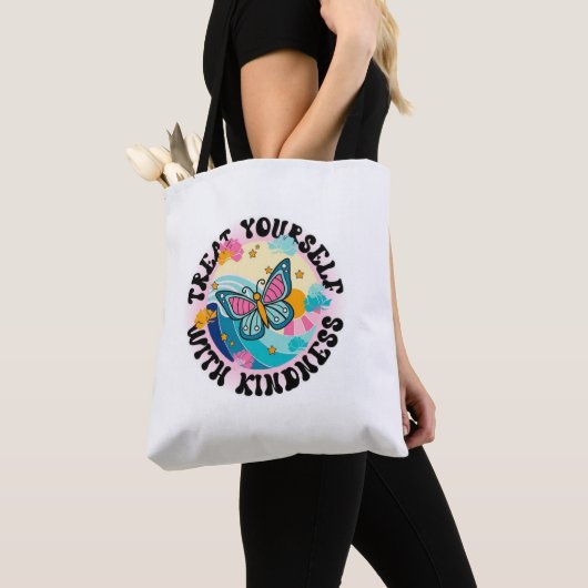 print with the phrase treat yourself with kindness tote bag (Dichtbij)