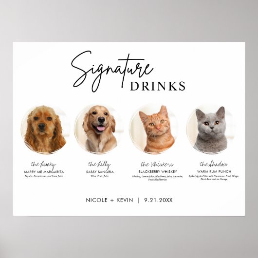 Printable 4 Pets Signature Drinken Wedding Bar Sig Poster (Voorkant)
