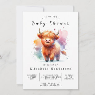 Printable Animal Whimsy Koe Baby shower Kaart