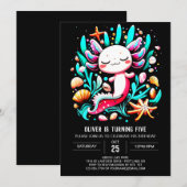 Printable Axolotl Kleurrijke Verjaardag Kaart (Voorkant / Achterkant)