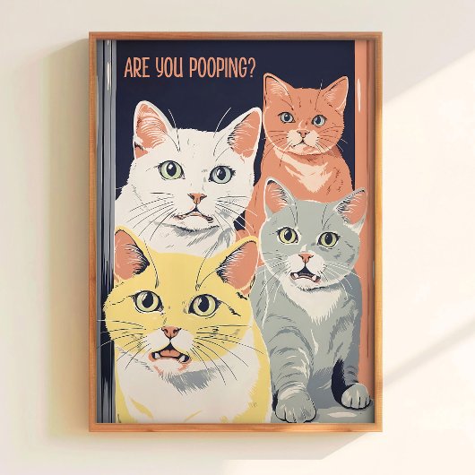 Printable Bathroom Wall Art Cat Art Toilet Poster 