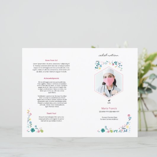 Printable begrafenisbrochure sjabloon (Staand voorkant)