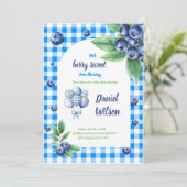 Printable Berry Sweet Blue Theme Baby shower Kaart (Staand voorkant)
