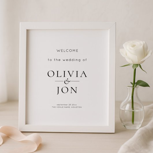 Printable Black and White Wedding Welcome Sign Poster