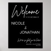 Printable Black Modern Weddenschap Welkom Poster (Voorkant)