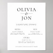 Printable Black White Wedding Signature Drink Sign Poster (Voorkant)