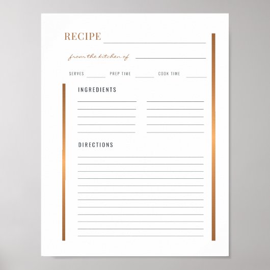 PRINTABLE blanco keukenrecept sjabloon voor multom Poster (Voorkant)