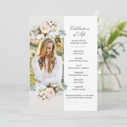 Printable Bloemen Viering van Life Flat Programma (Staand voorkant)