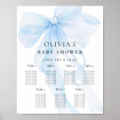 Printable Blue Bow Baby Shower Seating Chart Poster (Voorkant)