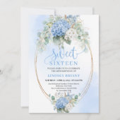 Printable Blue Hydrangea Sweet Sixteen Birthday  Kaart (Voorkant)