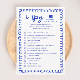 Printable Blue I Spy Weduwfoto Hunt Game Programmakaart