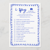 Printable Blue I Spy Weduwfoto Hunt Game Programmakaart (Voorkant)