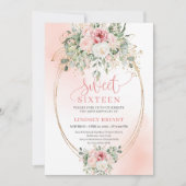 Printable Blush and Gold Sweet 16 Party Invitation Kaart (Voorkant)