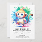 Printable Bohemian Monkey Birthday Kaart (Voorkant)