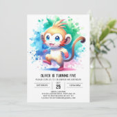 Printable Bohemian Monkey Birthday Kaart (Staand voorkant)