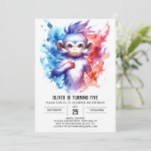 Printable Bohemian Monkey Birthday Kaart (Staand voorkant)