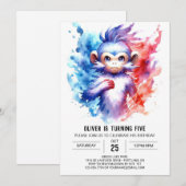 Printable Bohemian Monkey Birthday Kaart (Voorkant / Achterkant)