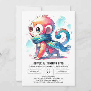 Printable Bohemian Monkey Birthday Kaart