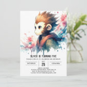 Printable Bohemian Monkey Birthday Kaart (Staand voorkant)