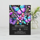 Printable Bohemian Vibrant Butterfly Verjaardag Kaart (Staand voorkant)
