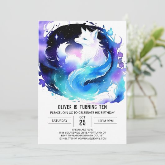 Printable Boho Fox Verjaardag Kaart (Staand voorkant)