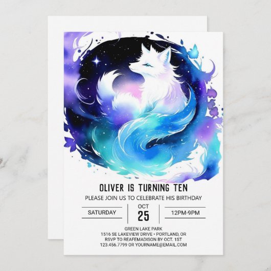 Printable Boho Fox Verjaardag Kaart (Voorkant / Achterkant)