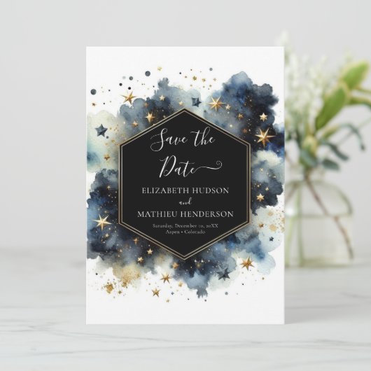 Printable Boho Hemelse Huwelijk Save The Date (Staand voorkant)