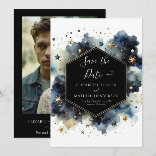 Printable Boho Hemelse Huwelijk Save The Date (Voorkant / Achterkant)