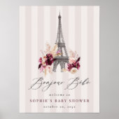 Printable Bonjour Bébé Baby shower Welkomstbord Poster (Voorkant)