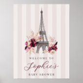 Printable Bonjour Bébé Baby shower Welkomstbord Poster (Voorkant)