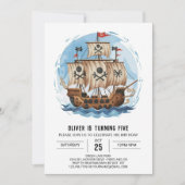 Printable Boot Jolly Roger Pirate Verjaardag Kaart (Voorkant)