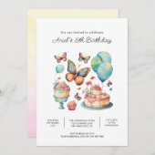 Printable Butterfly Birthday Party Invitations Kaart (Voorkant / Achterkant)