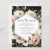 Printable Chic Roze Bloemen Huwelijk Save The Date (Voorkant)