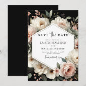 Printable Chic Roze Bloemen Huwelijk Save The Date (Voorkant / Achterkant)
