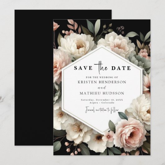 Printable Chic Roze Bloemen Huwelijk Save The Date (Voorkant / Achterkant)