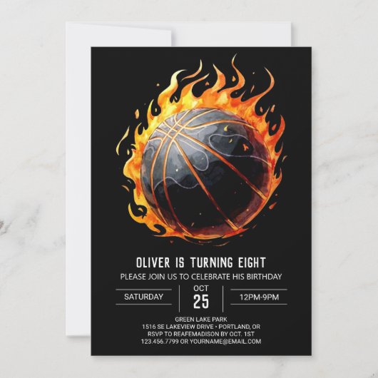 Printable Chique Sport Basketbal Verjaardag Kaart (Voorkant)