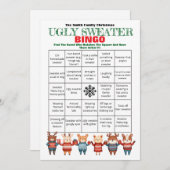 Printable Christmas Bingo-Ugly Sweater Party Game Kaart (Voorkant / Achterkant)