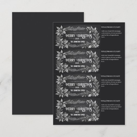 Printable Christmas Homemade Gift Labels Kaart (Voorkant / Achterkant)