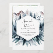 Printable Classic Mountain Wedding Save The Date (Voorkant / Achterkant)
