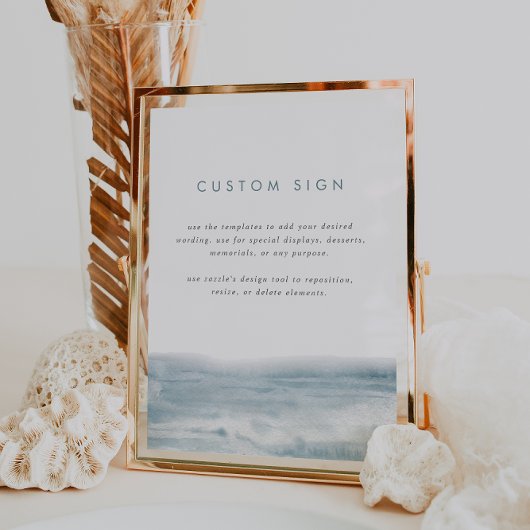 Printable Coastal Waterverf Custom Wedding Sign Poster