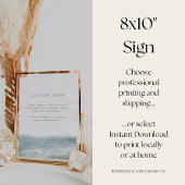 Printable Coastal Waterverf Custom Wedding Sign Poster